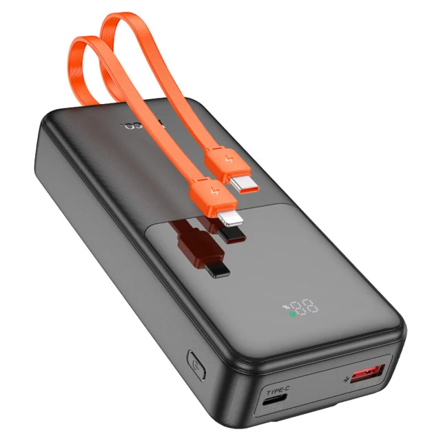 Портативное зарядное устройство HOCO J119A Sharp 20000 mAh PD 20W/QC 22.5W with Lightning | USB-C Cable Black (6942007606110)