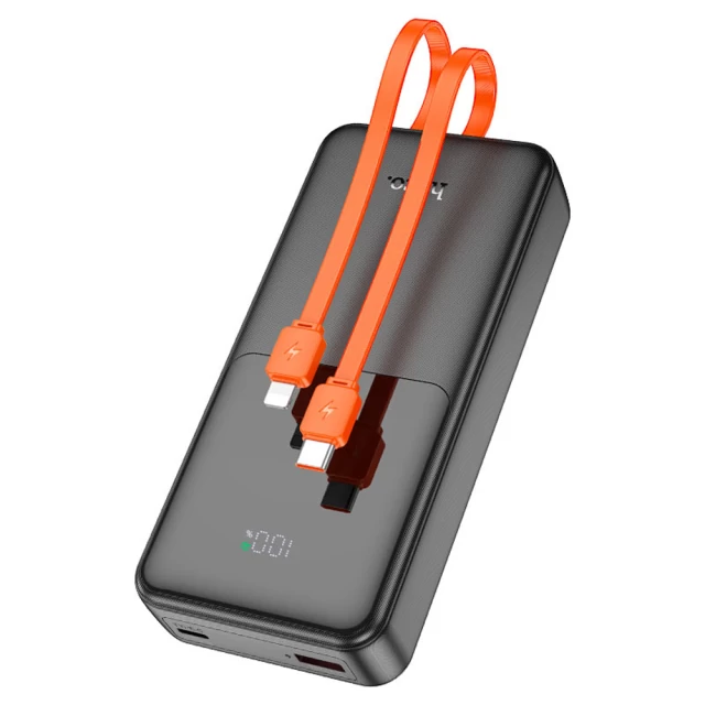 Портативное зарядное устройство HOCO J119A Sharp 20000 mAh PD 20W/QC 22.5W with Lightning | USB-C Cable Black (6942007606110)