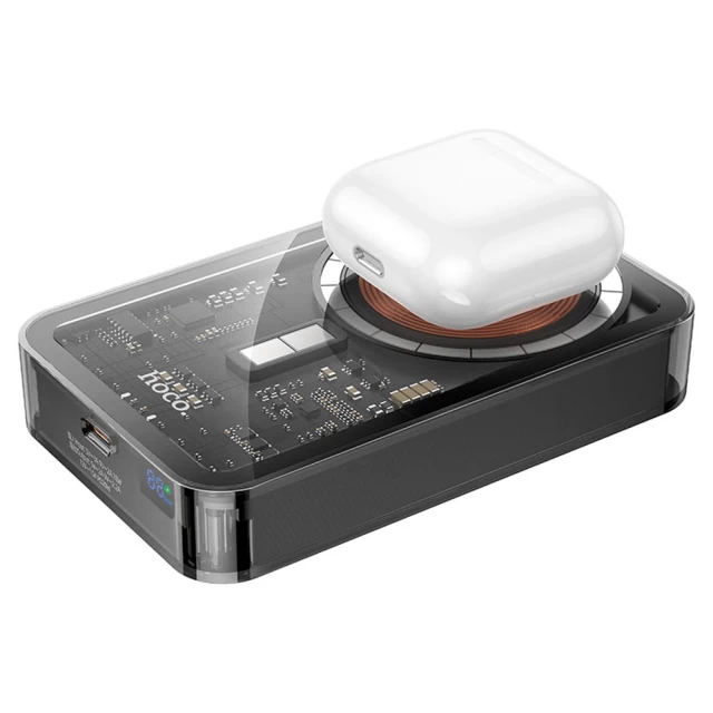 Портативное зарядное устройство HOCO Q14A Ice Crystal Magnetic 10000 mAh PD 20W Black with MagSafe (6942007612111)