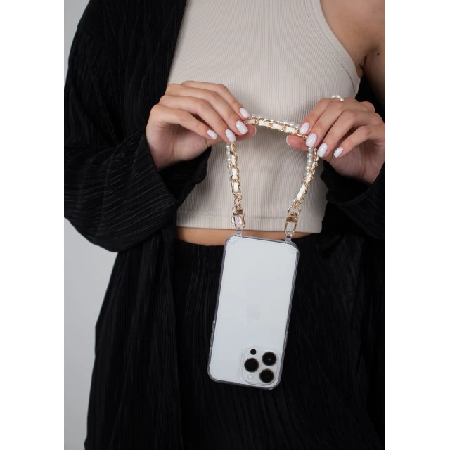 Ланцюжок Crossbody by Upex Perle Court Blanc with Cylindre Gold