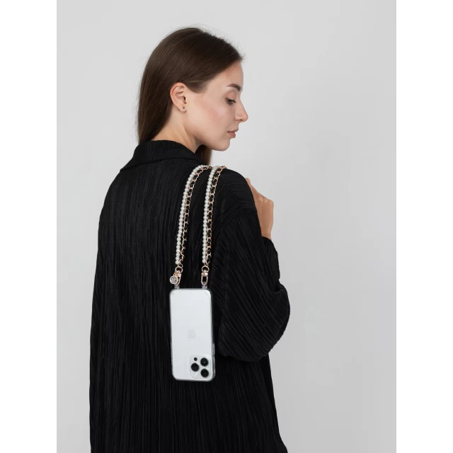 Ланцюжок Crossbody by Upex Perle Long Noir with Cylindre Gold