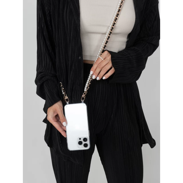 Цепочка Crossbody by Upex Perle Long Noir with Cylindre Gold