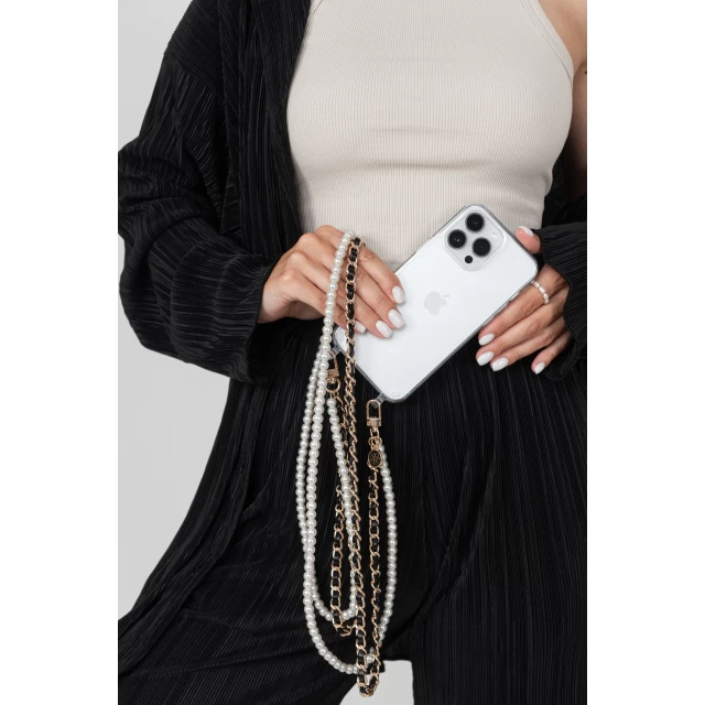 Ланцюжок Crossbody by Upex Perle Long Noir with Cylindre Gold