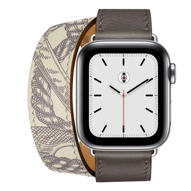 Ремінець Upex Double Tour для Apple Watch 49 | 45 | 44 | 42 mm Etain/Beton Swift Leather