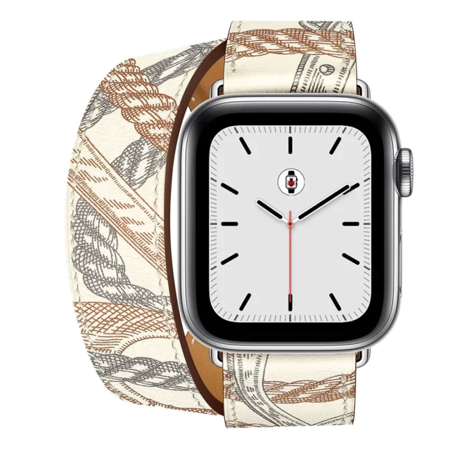 Ремешок Upex Double Tour для Apple Watch 41 | 40 | 38 mm Blanc Allover Print Swift Leather