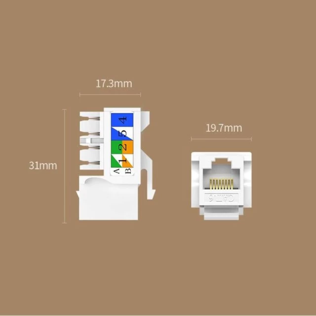 Самоблокировочная розетка Ugreen Ethernet Cat 6 8P8C RJ45 1000Mbps White (UGR721WHT)