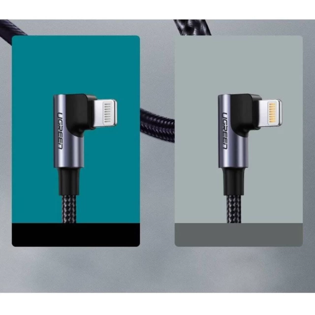 Кабель Ugreen MFi Right Angle Cable USB Type-C to Lightning 3A 1.5m Gray (UGR703GRY)
