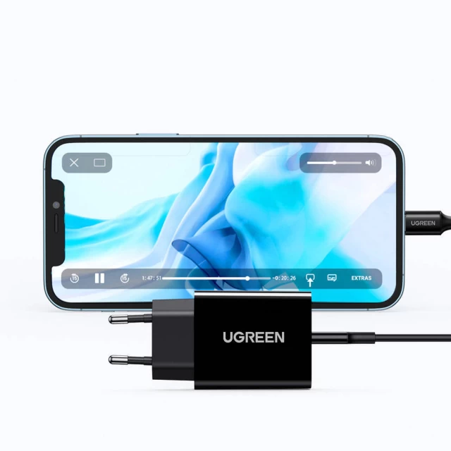 Сетевое зарядное устройство Ugreen PD 20W USB-C with USB-C to Lightning MFi Cable Black (6957303857999)