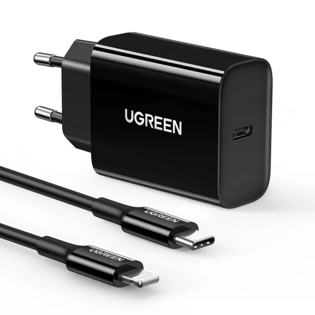 Сетевое зарядное устройство Ugreen PD 20W USB-C with USB-C to Lightning MFi Cable Black (6957303857999)