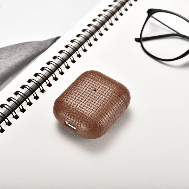 Чохол iCarer для AirPods 2/1 Leather Woven Brown (WMAP010-BN)