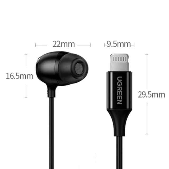 Наушники Ugreen In-Ear Headphones with 1.15m Lightning Connector Black (UGR1293BLK)
