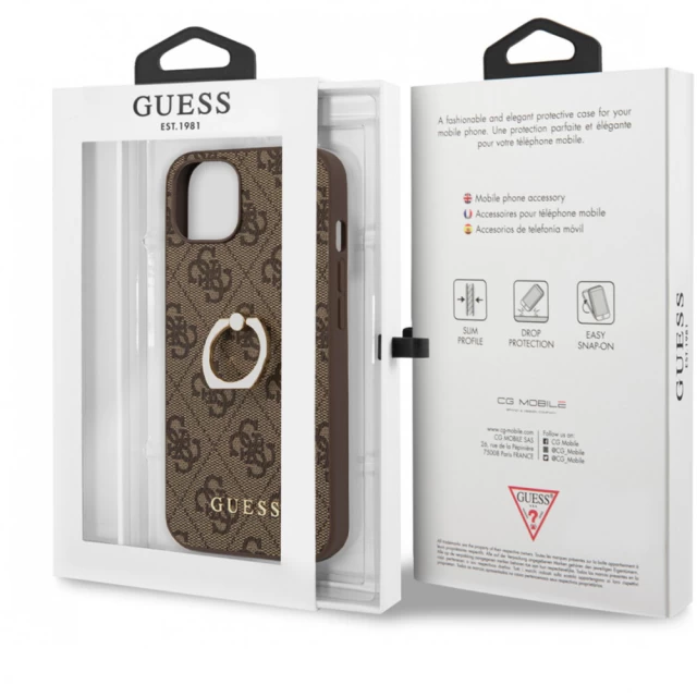 Чехол Guess Ring Stand для iPhone 13 Brown (GUHCP13M4GMRBR)