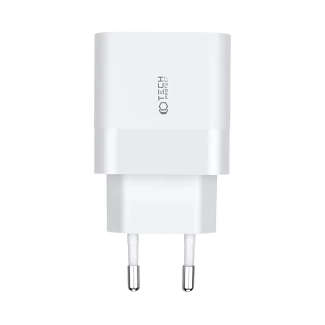 Мережевий зарядний пристрій Tech-Protect QC 30W USB-C | USB-A White (9589046926792)