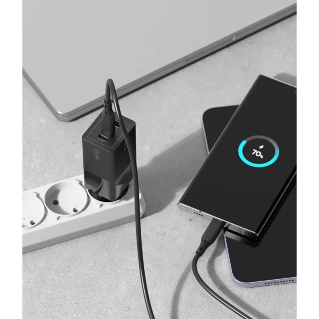 Мережевий зарядний пристрій Ringke 65W 2xUSB-C | USB-A Black (8809848209338)