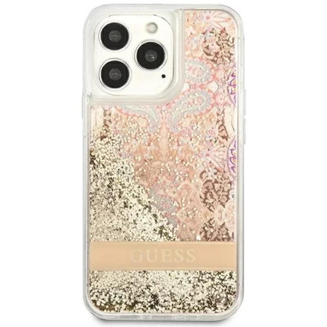 Чохол Guess Paisley Liquid Glitter для iPhone 13 Pro Gold (GUHCP13LLFLSD)