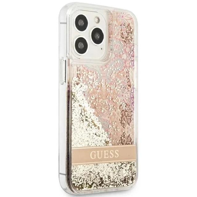 Чохол Guess Paisley Liquid Glitter для iPhone 13 Pro Gold (GUHCP13LLFLSD)