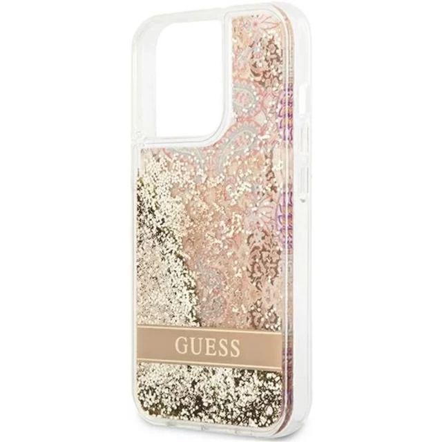 Чохол Guess Paisley Liquid Glitter для iPhone 13 Pro Gold (GUHCP13LLFLSD)