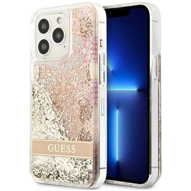 Чохол Guess Paisley Liquid Glitter для iPhone 13 Pro Gold (GUHCP13LLFLSD)