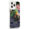 Чохол Guess Flower Liquid Glitter для iPhone 13 Pro Max Blue (GUHCP13XLFLSB)