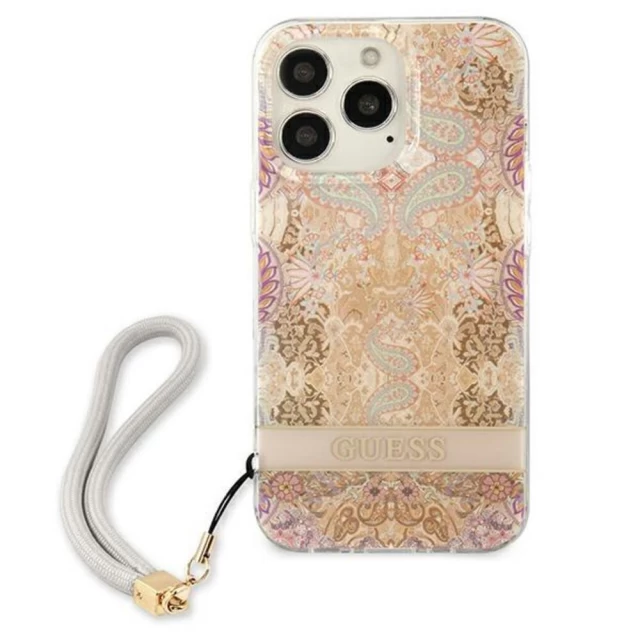 Чехол Guess Flower Strap для iPhone 13 Pro Max Gold (GUHCP13XHFLSD)