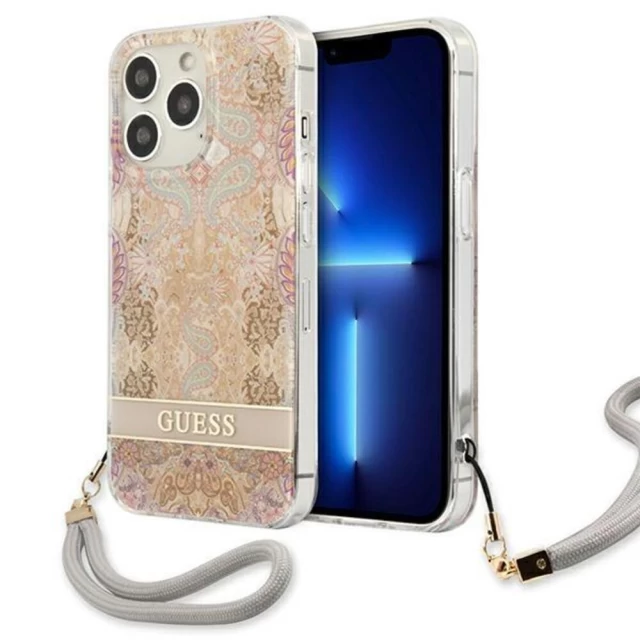 Чохол Guess Flower Strap для iPhone 13 Pro Max Gold (GUHCP13XHFLSD)