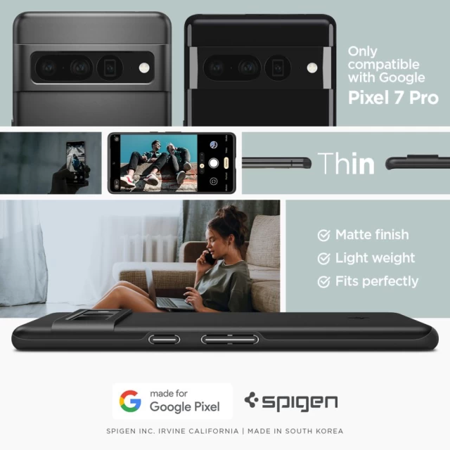 Чехол Spigen Thin Fit для Google Pixel 7 Pro Black (ACS04733)