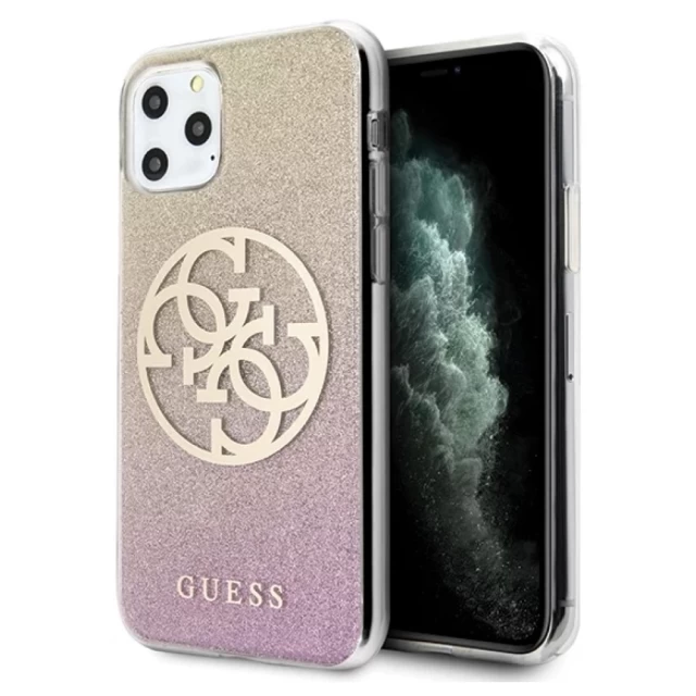 Чехол Guess Glitter Gradient Circle Logo для iPhone 11 Pro Max Gold Pink (GUHCN65PCUGLPGG)