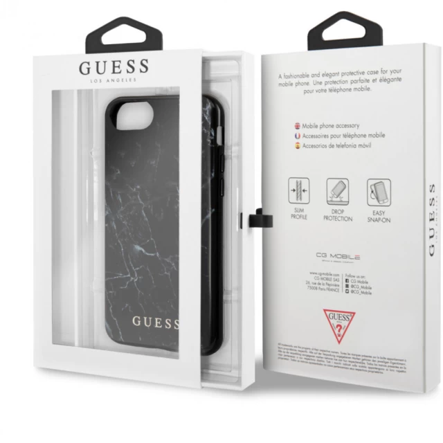 Чехол Guess Marble для iPhone SE 2020 | 8 | 7 Black (GUHCI8PCUMABK)