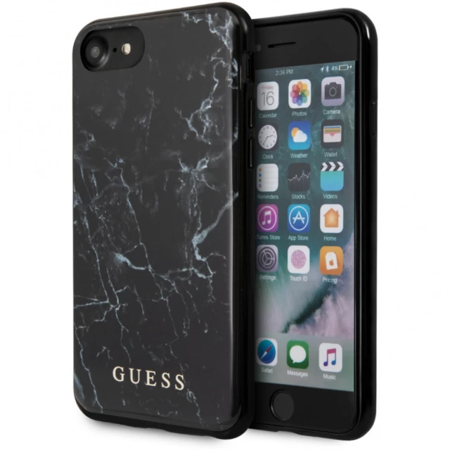 Чохол Guess Marble для iPhone SE 2020 | 8 | 7 Black (GUHCI8PCUMABK)