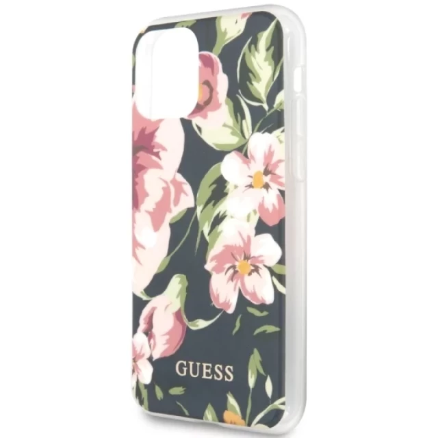 Чехол Guess Flower Collection для iPhone 11 Navy Blue (GUHCN61IMLFL03)