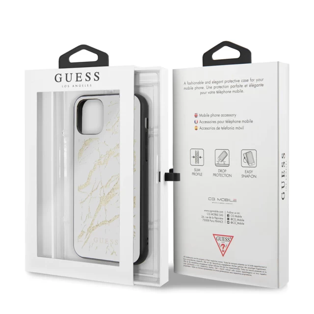 Чохол Guess Glitter Marble для iPhone 11 Pro White (GUHCN58MGGWH)