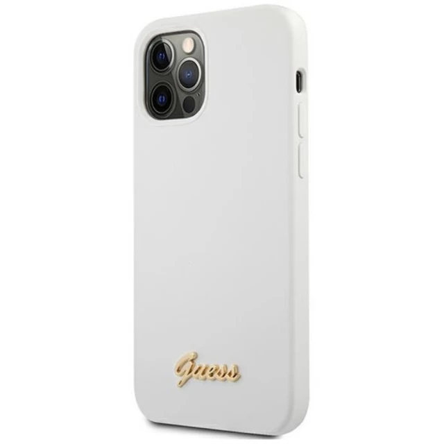 Чохол Guess Metal Logo Script для iPhone 12 | 12 Pro White (GUHCP12MLSLMGWH)