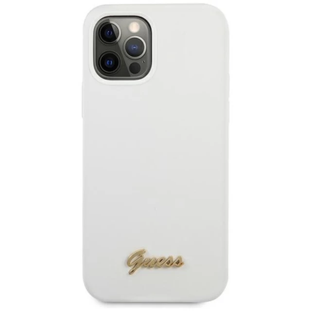 Чохол Guess Metal Logo Script для iPhone 12 | 12 Pro White (GUHCP12MLSLMGWH)