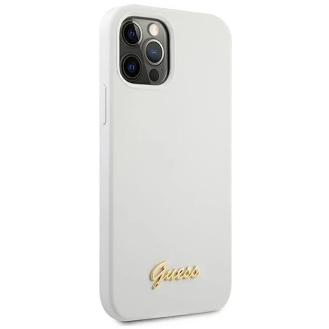 Чохол Guess Metal Logo Script для iPhone 12 | 12 Pro White (GUHCP12MLSLMGWH)