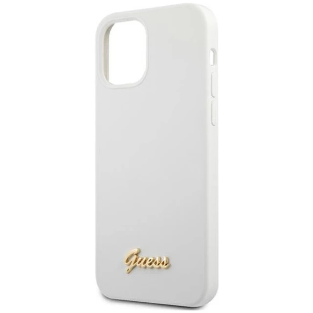 Чохол Guess Metal Logo Script для iPhone 12 | 12 Pro White (GUHCP12MLSLMGWH)