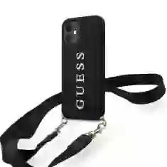 Чехол Guess Silicone Printed Logo Strap для iPhone 12 mini Black (GUHCP12SPUSTCRBK)