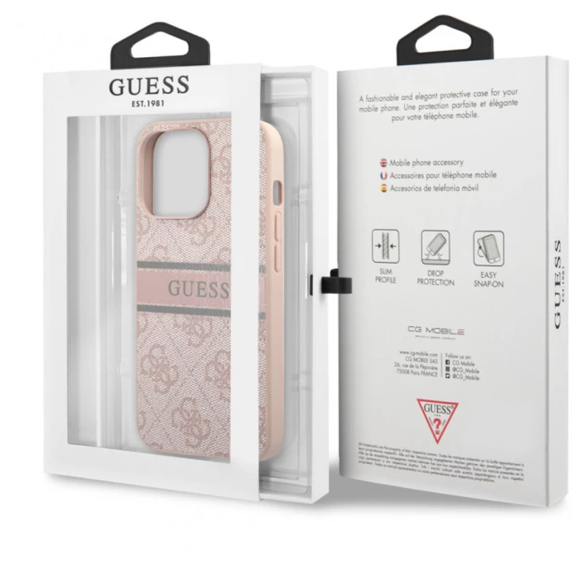 Чохол Guess Stripe Collection для iPhone 13 Pro Pink (GUHCP13L4GDPI)