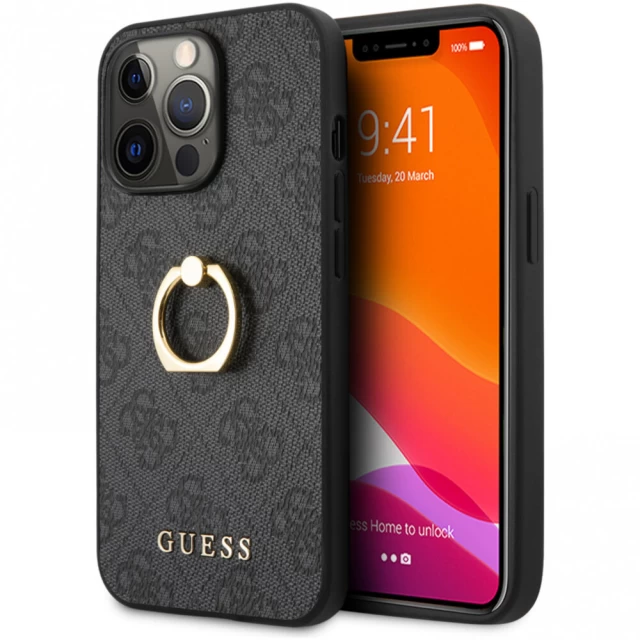 Чохол Guess Ring Stand для iPhone 13 Pro Max Grey (GUHCP13X4GMRGR)