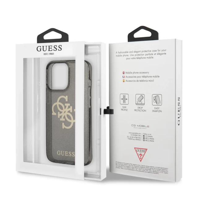 Чехол Guess Glitter Big Logo для iPhone 13 Pro Black (GUHCP13LPCUGL4GBK)