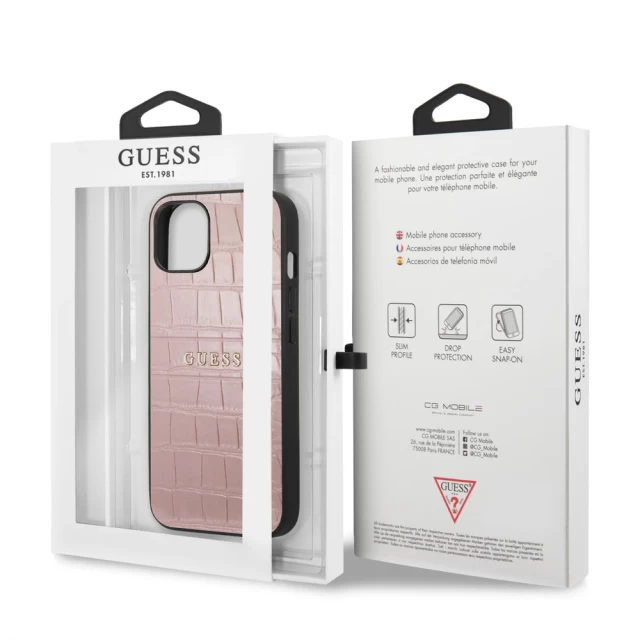 Чехол Guess Croco Strap Collection для iPhone 13 mini Pink (GUHCP13SPCRBPI)