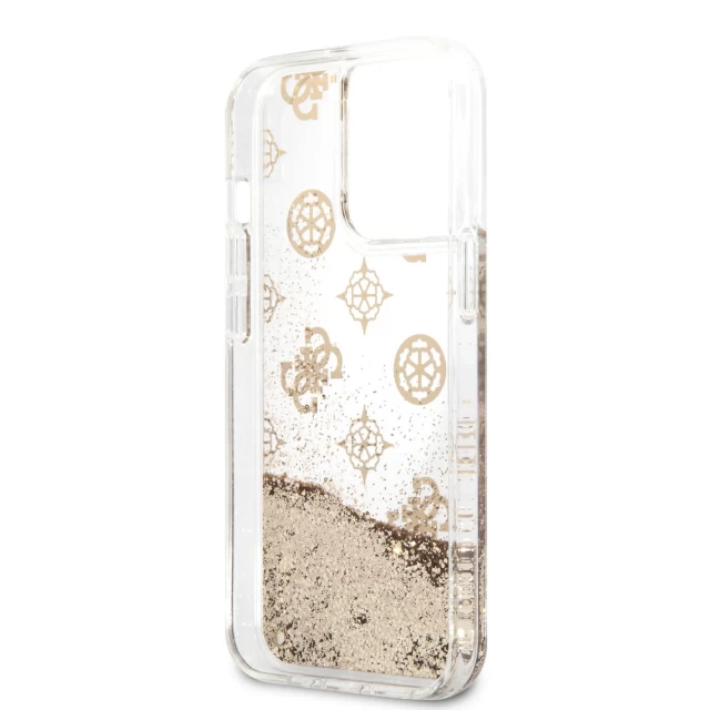 Чехол Guess Peony Liquid Glitter для iPhone 13 Pro Gold (GUHCP13LLGPEGO)