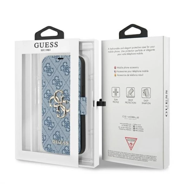 Чехол-книжка Guess Big Metal Logo для iPhone 13 Pro Max Blue (GUBKP13X4GMGBL)