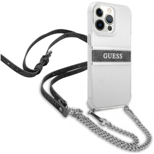 Чохол Guess 4G Strap Silver Chain для iPhone 13 Pro Max Clear (GUHCP13XKC4GBSI)