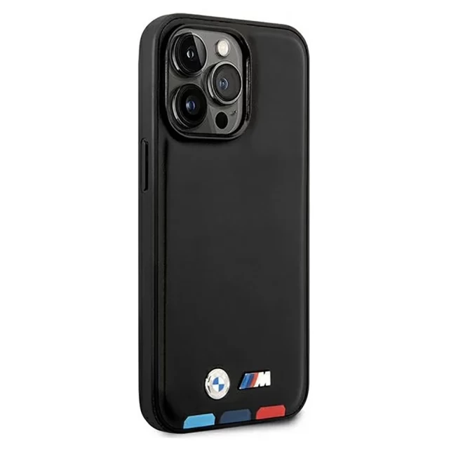 Чехол BMW для iPhone 14 Pro Leather Stamp Tricolor Black with MagSafe (BMHMP14L22PTDK)