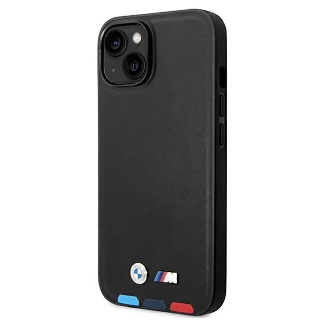 Чохол BMW для iPhone 14 Leather Stamp Tricolor Black with MagSafe (BMHMP14S22PTDK)