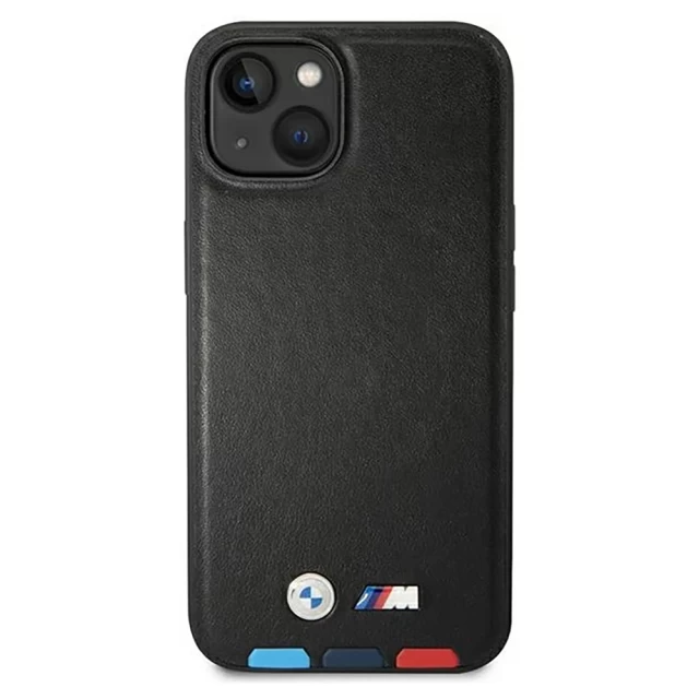 Чехол BMW для iPhone 14 Leather Stamp Tricolor Black with MagSafe (BMHMP14S22PTDK)