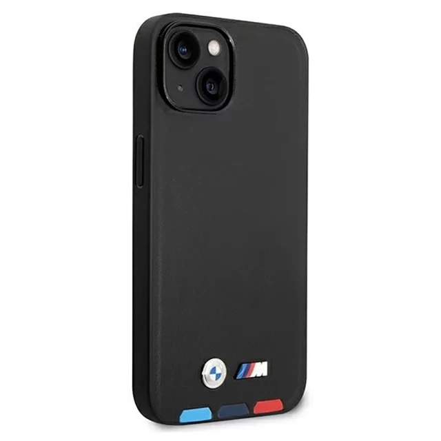 Чехол BMW для iPhone 14 Leather Stamp Tricolor Black with MagSafe (BMHMP14S22PTDK)