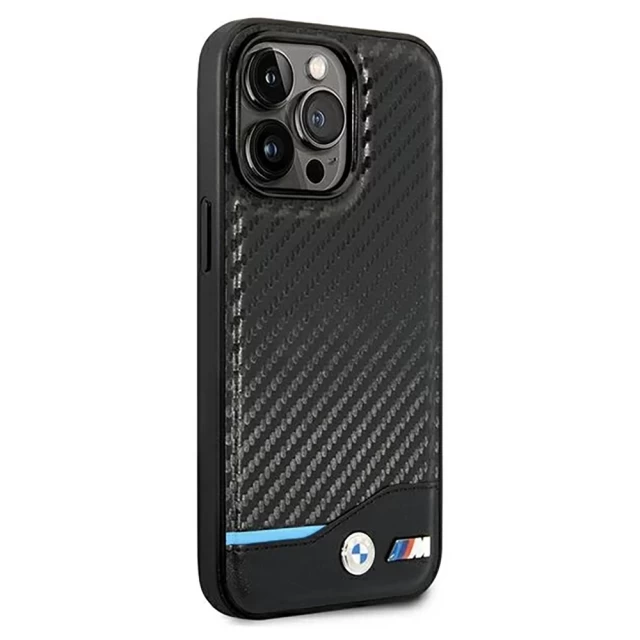 Чехол BMW для iPhone 14 Pro Leather Carbon Black (BMHCP14L22NBCK)