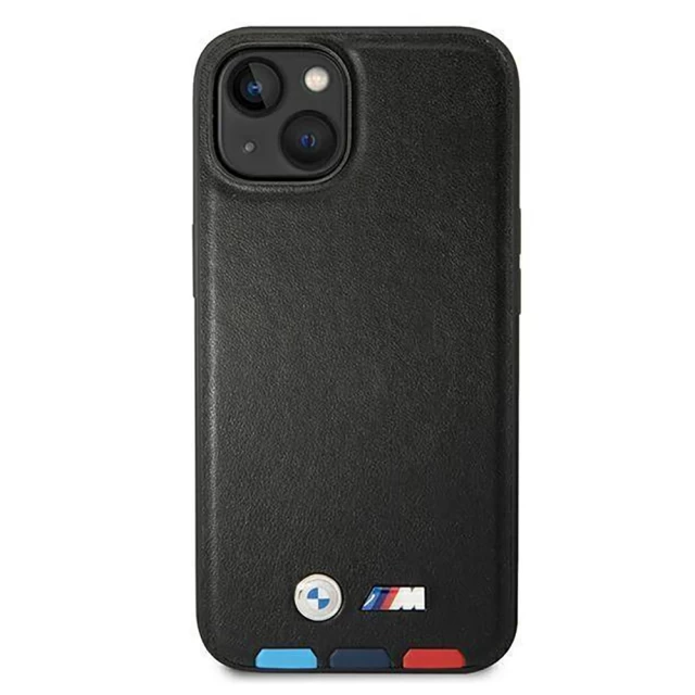 Чохол BMW для iPhone 14 Plus Leather Stamp Tricolor Black (BMHCP14M22PTDK)