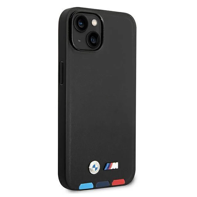 Чехол BMW для iPhone 14 Plus Leather Stamp Tricolor Black (BMHCP14M22PTDK)